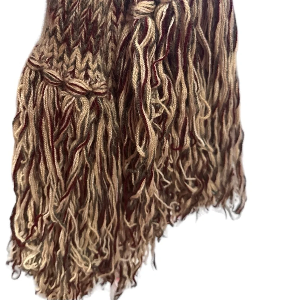 BURBERRY CASHMERE FRINGED KNIT 67” WINTER OUTDOORS OLD MONEY BOHO SCARF